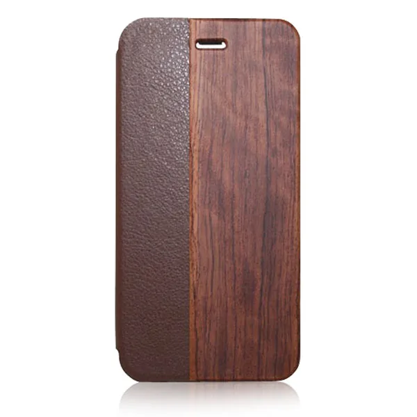 

2019 New bamboo wooden leather phone book case for iphone 6 plus