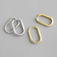 

Retro minimalist geometric oval female handmade silver earrings imported from china