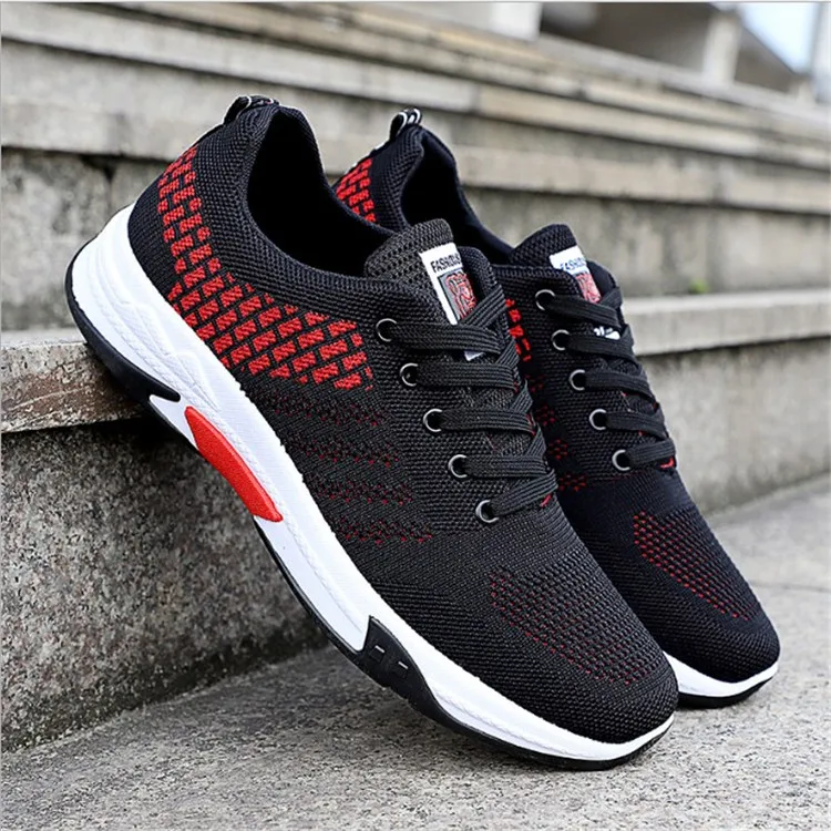 

Fashion Comfortable Men's Lace-Up Sport Shoes Sneaker, Black,red