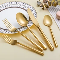 

2019 High Quality Gold Hexagonal Hand Flatware Stainless Steel Silverware Cutlery Set