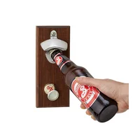 

Customized pine wood fridge stong magnetic wall mounted bottle opener / wooden wall mount zinc alloy Beer Opener