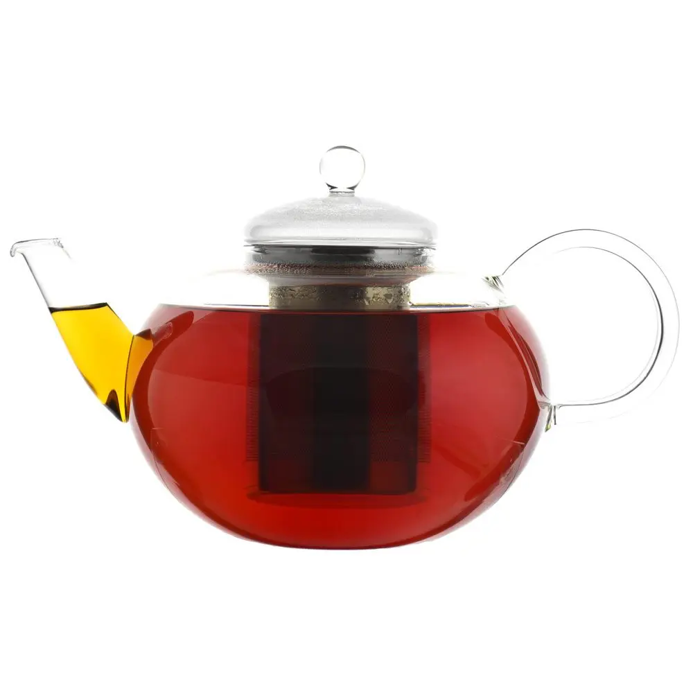 

Stainless Steel Tea Leak Spherical Body High Borosilicate Glass Teapot, Transparent/clear