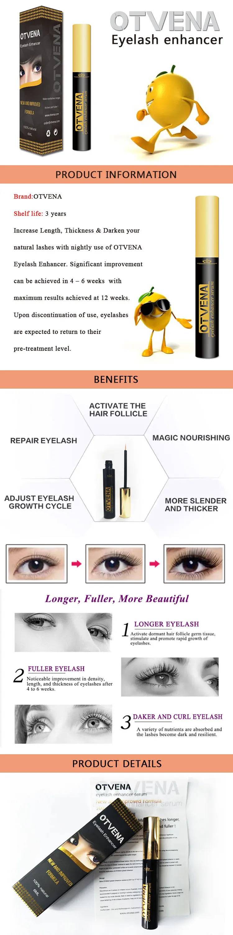 Up to 50% OFF OEM Available Eyelash Extension OTVENA eyelash growth serum
