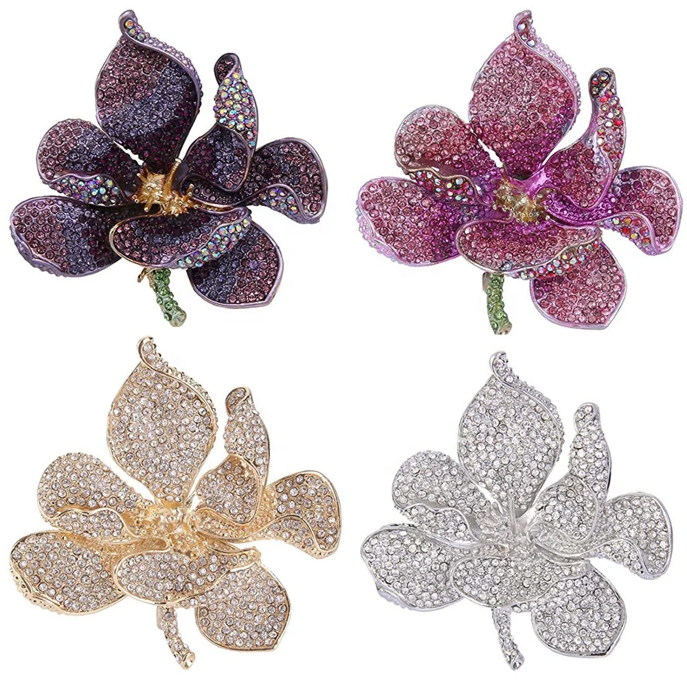 

Women's Austrian Crystal Orchid Flower Brooch jewelry, As your request