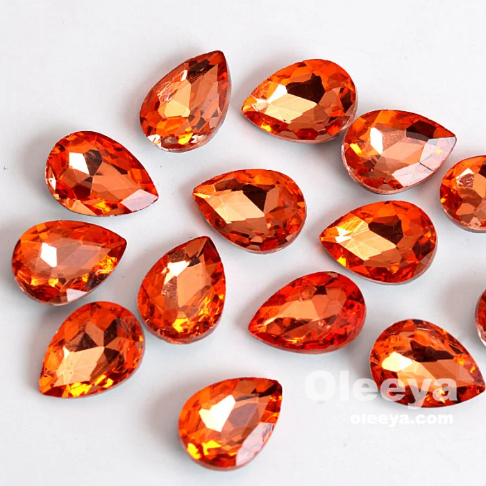Oleeya Factory Manufacturing 13*18mm Crystal Teardrop Strass Loose Glass Point Back Rhinestones Used for Phones