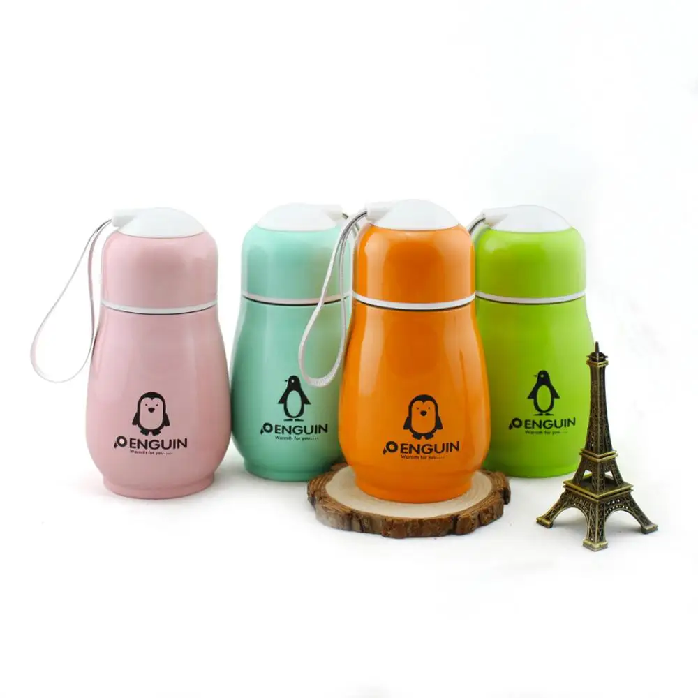 

Lovely Stainless Steel Penguin Vacuum Cup Thermos Bottle Flask Cup Mug Kids, Pink;blue;green;orange