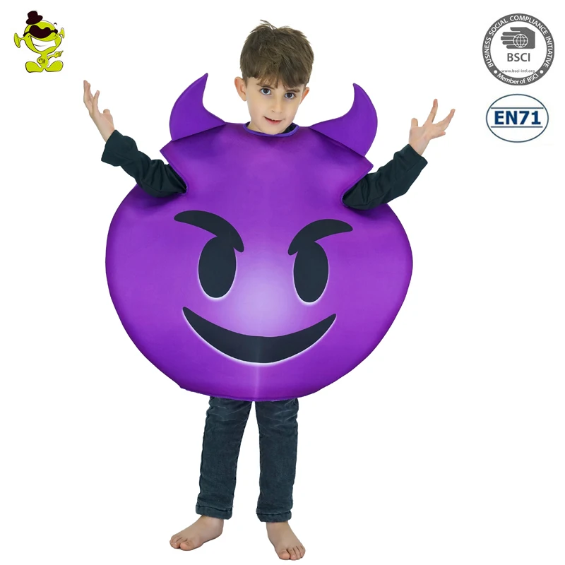 Anak Lucu Emoticon Emoji Iblis Kostum Maskot Gambar