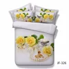 Pretty yellow Rose and Rings Wedding 3d bed set