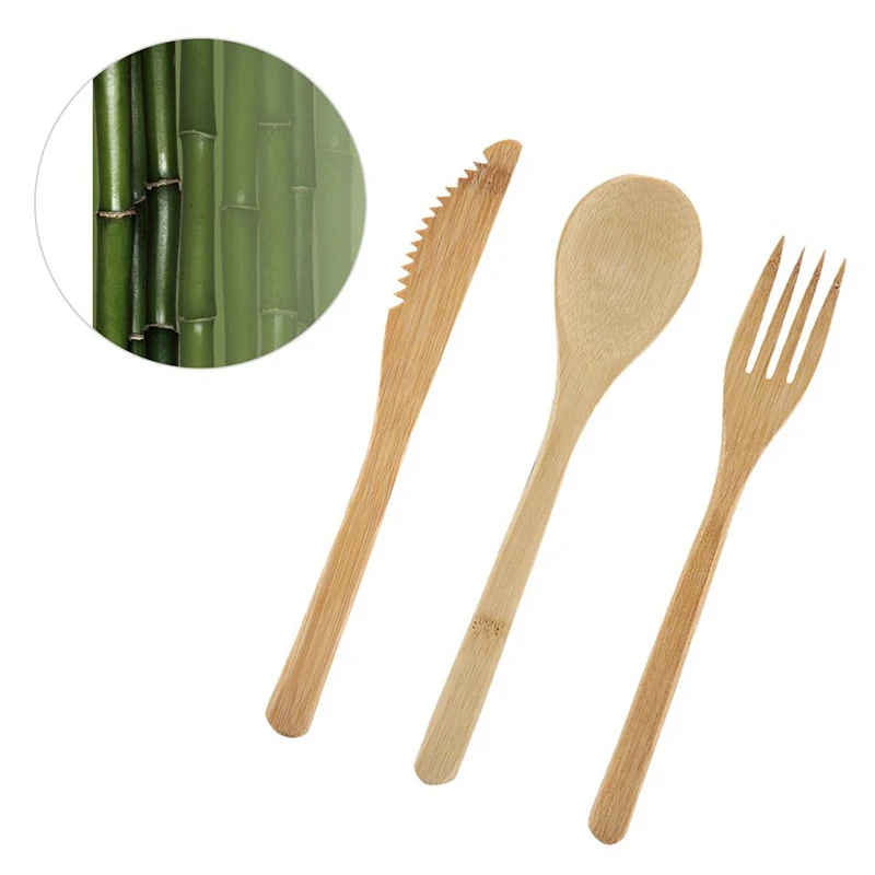 Bamboo Cutlery Flatware Set Bamboo Travel Utensils Include Reusable