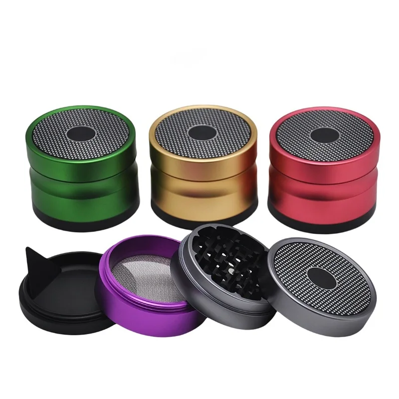 

2.5 inches 4 Pieces Tobacco Grinder Weed Crusher Stereo Speaker Shape Aluminum Alloy