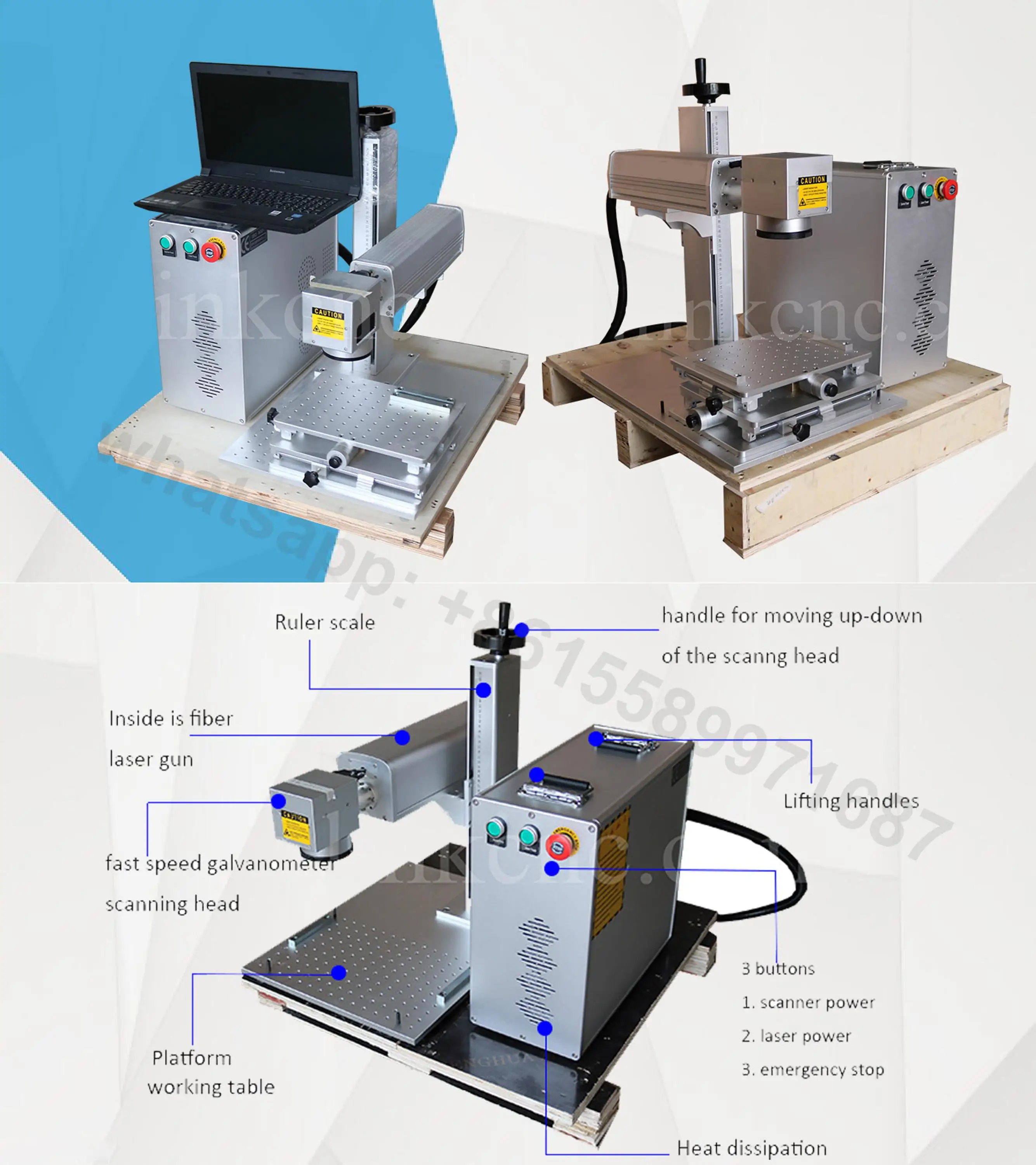 Portable 20w Fiber Laser marking machine for stainless steel carbon steel gold silver