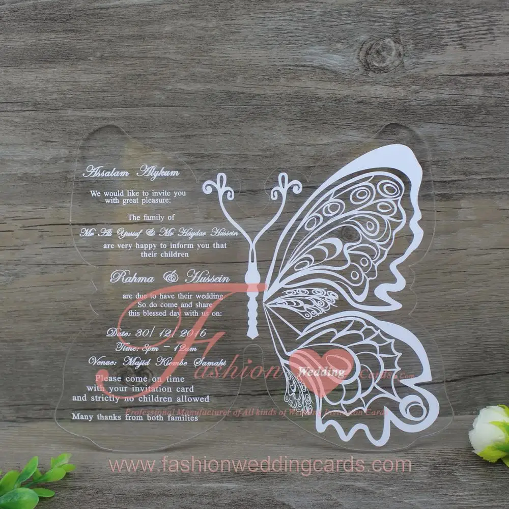  Custom Gold Mirror Engraved Shining Acrylic Wedding Invitation