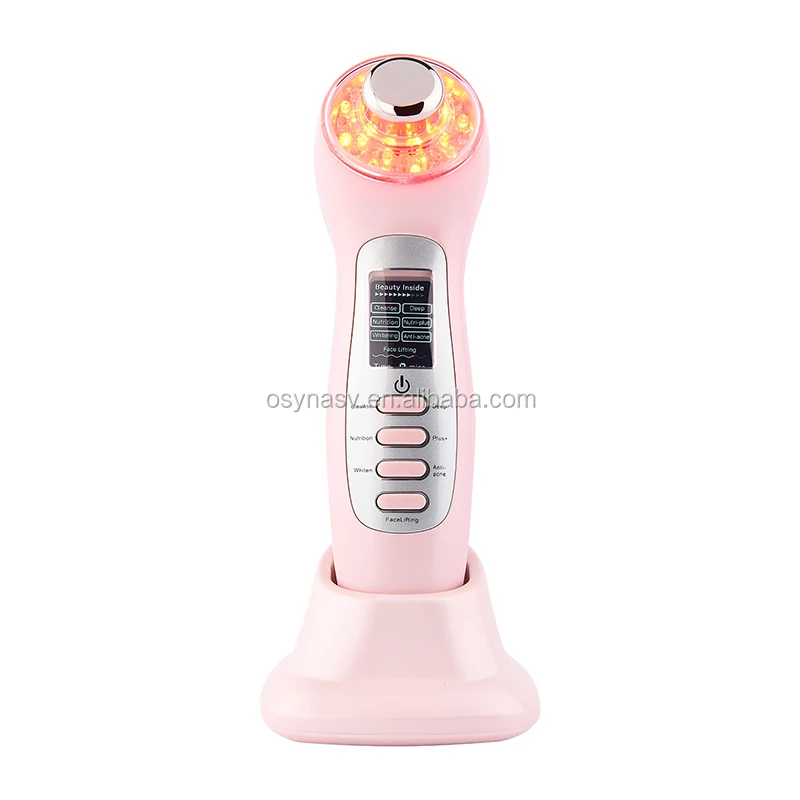 

7 LED Photon Lights Sonic Lifting Face Lift Skin Cleaner Wrinkle Remover Ultrasonic Facial Beauty Instrument, Pink;white;red