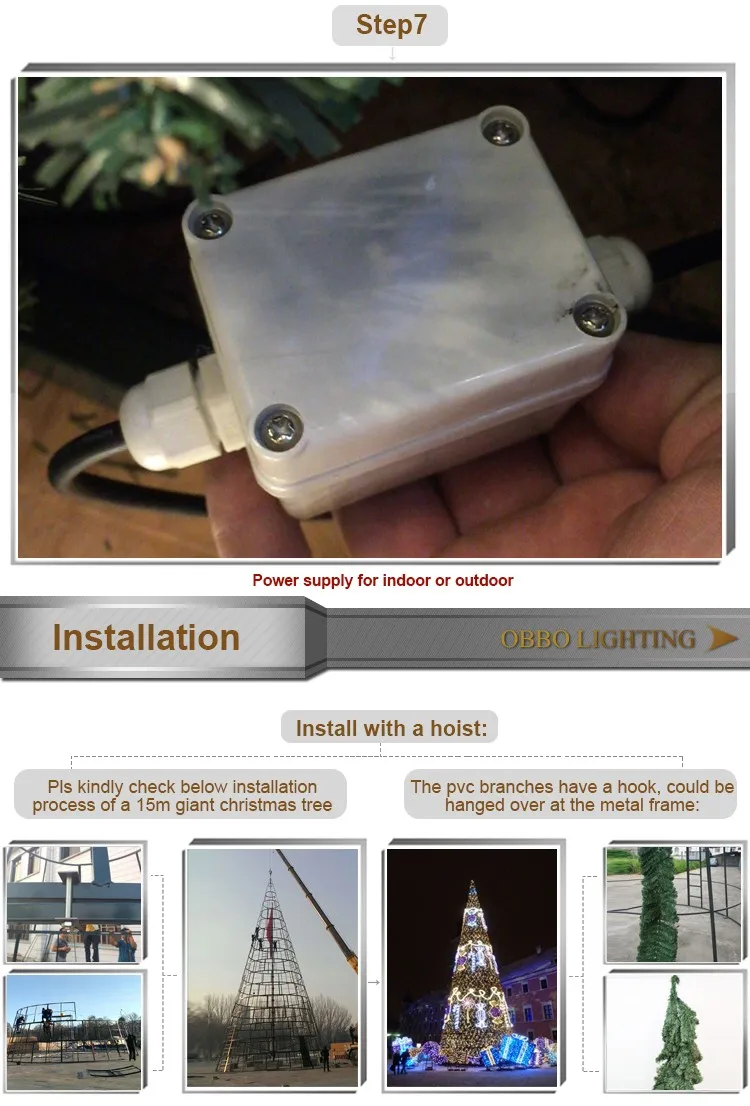 Factory wholesale 10m multi-layers led giant xmas tree with warm white string lights