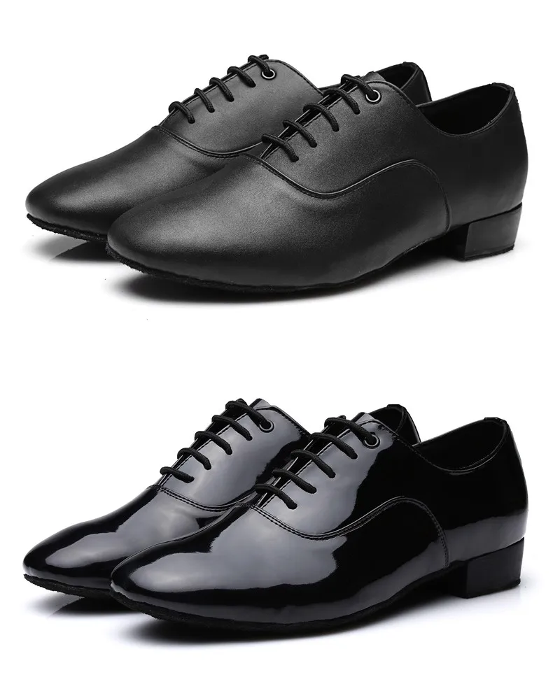 Men Black Glitter Modern Soft Sole Latin Dance Shoes Low Heel Cheap