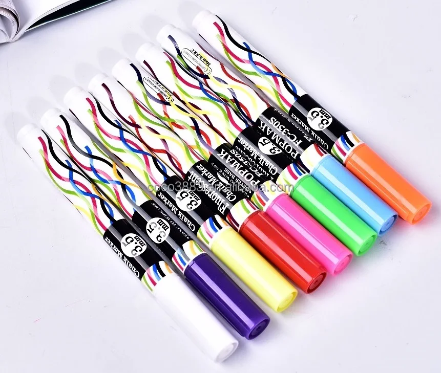 

Hot selling 3.5 MM Fluorescent Ink Small size Erasable Glass chalk marker