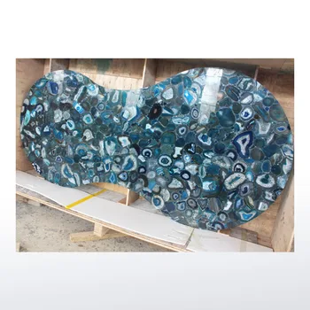 Natural Semi Precious Stone Blue Agate Table Top Countertop - Buy ...