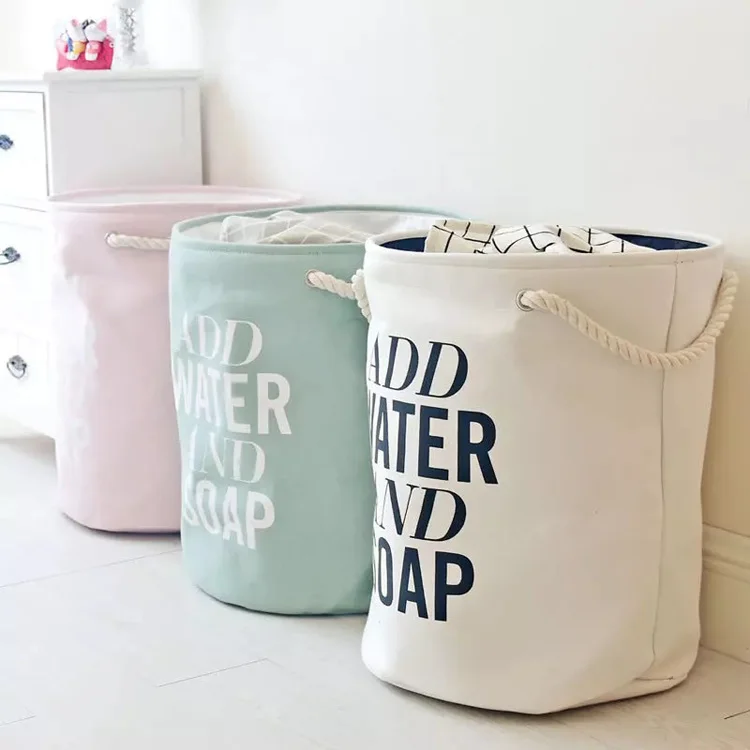 

Collapsible black printing canvas cloth laundry basket