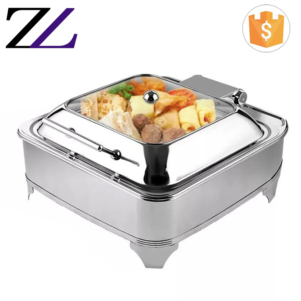 Electrical Cheffing Dishing Buffet Rechaud Chaffer Glass Showcase Buffet Induction Chafing