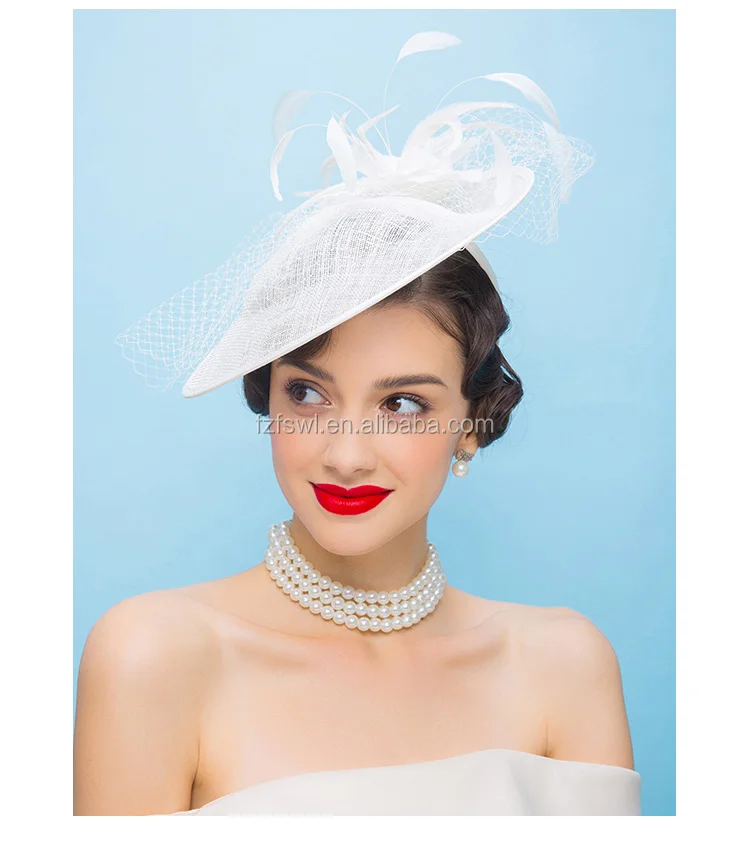 Black Sinamay Vintage Hats for Women Large Brim Wedding Fascinator Kentucky Derby Hats