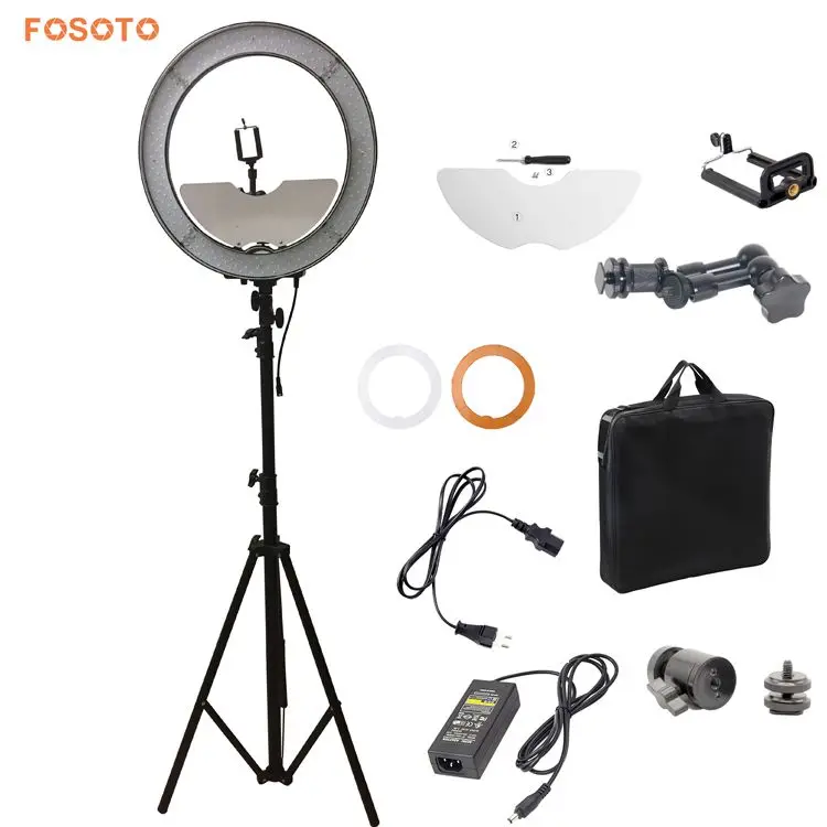

Fosoto 240 LED Ring Light with 2.8m light stand and mirror