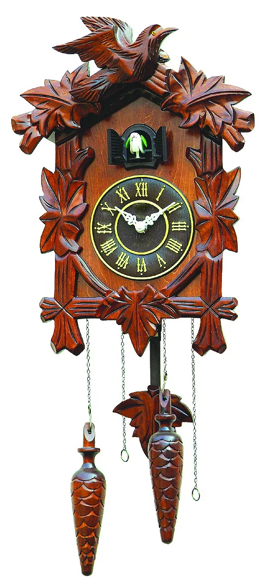 Wooden Cuckoo Clock Animal Sounds Bird Come Out Wall Clock Quartz