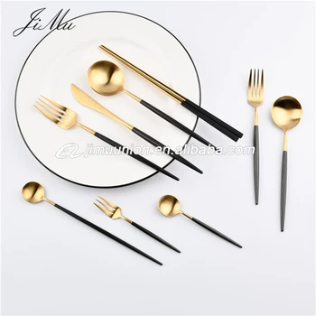 Luxury Black And Gold Cutlery Set Spoons Forks Knives Stainless Steel Turkish Flatware For Wedding Buy Turkish Flatware Cutlery Stainless Steel Luxury Flatware Product On Alibaba Com