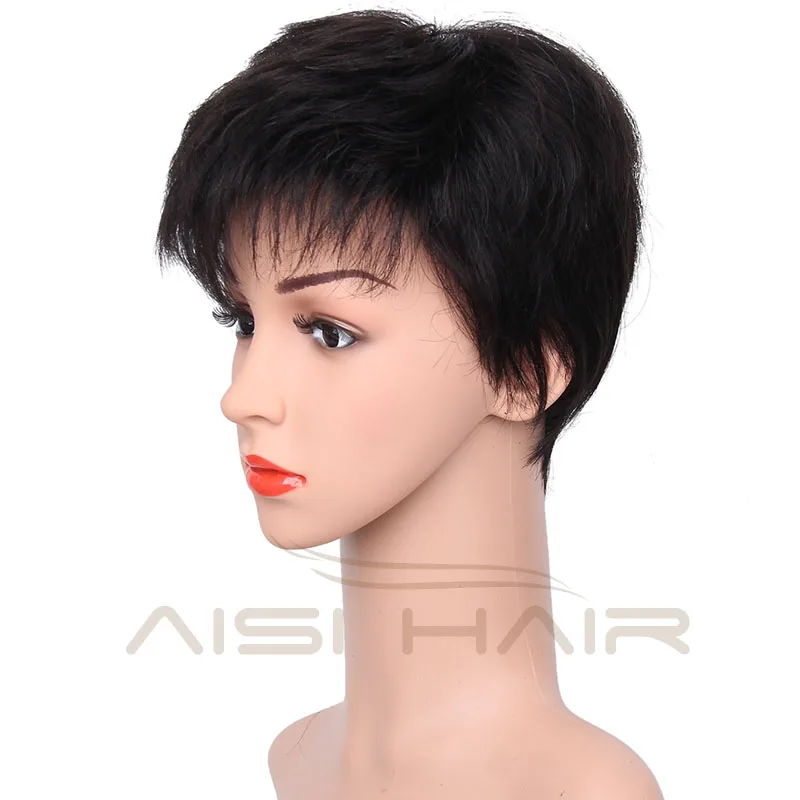Short Straight Brazilian Black Human Hair Wigs For Women