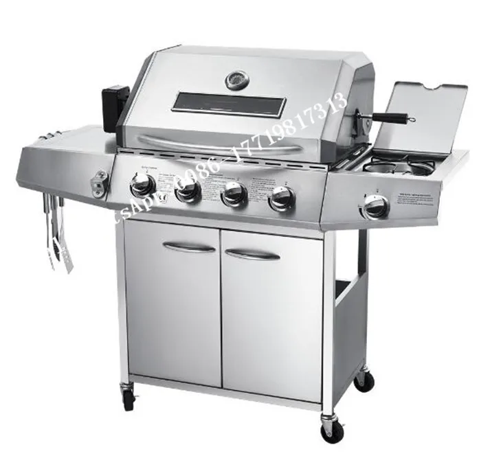 

Commercial Smoke-free barbecue pits chicken barbecue machine bbq gas stove rotating charcoal grill, Sliver