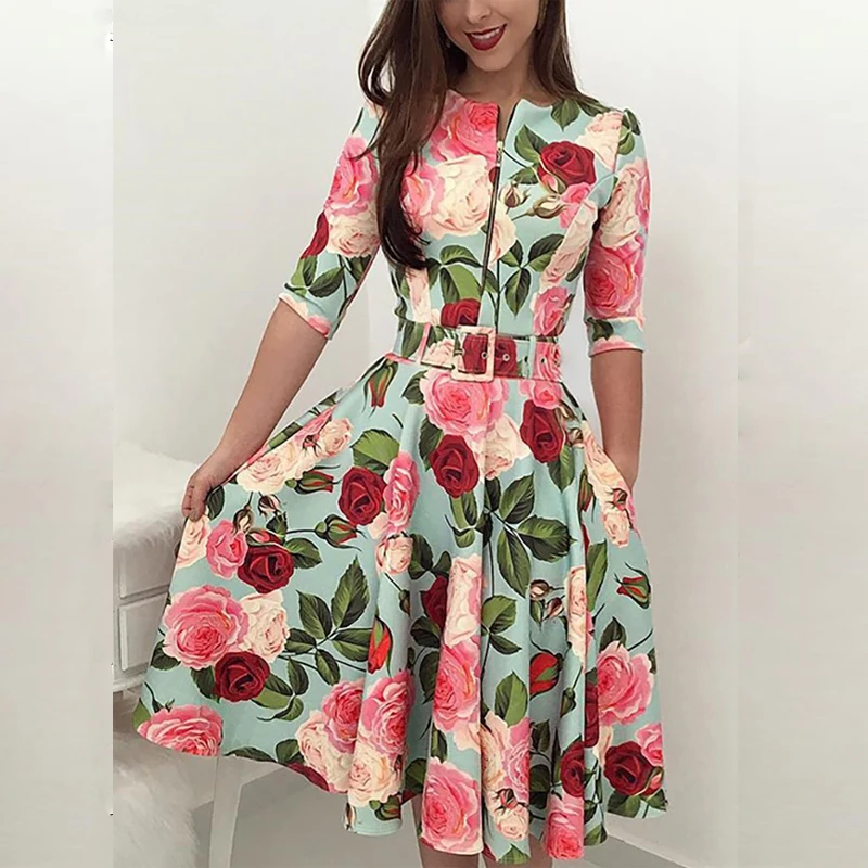 

Women Summer Long Sleeve Floral Maxi Dress Party Beach Dress Floral Sundress Coldker