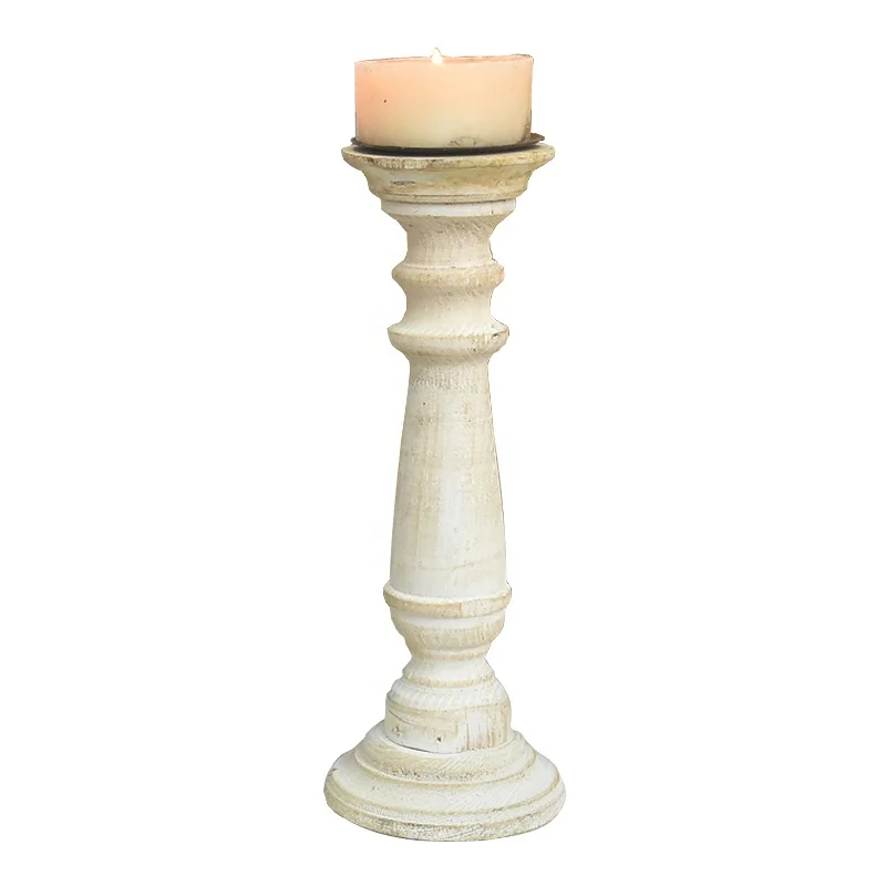 Chic Antique White Cream Candlestick Shabby Wedding Candle Holder Table Stick 
