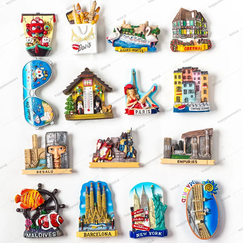 

France Japan Spain Tourist Souvenirs 3D Fridge Magnets Different Countries Souvenir Gift Magnet for Fridge, Colors
