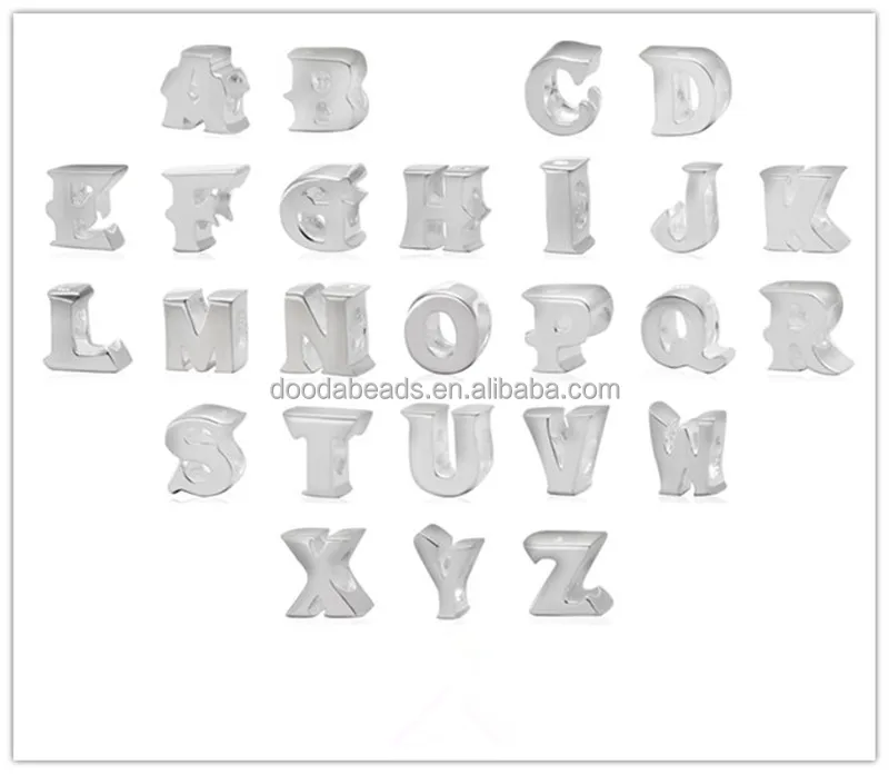 

Genuine 925 Sterling Silver Alphabet Letter Charm Beads for DIY Bracelet Jewelry