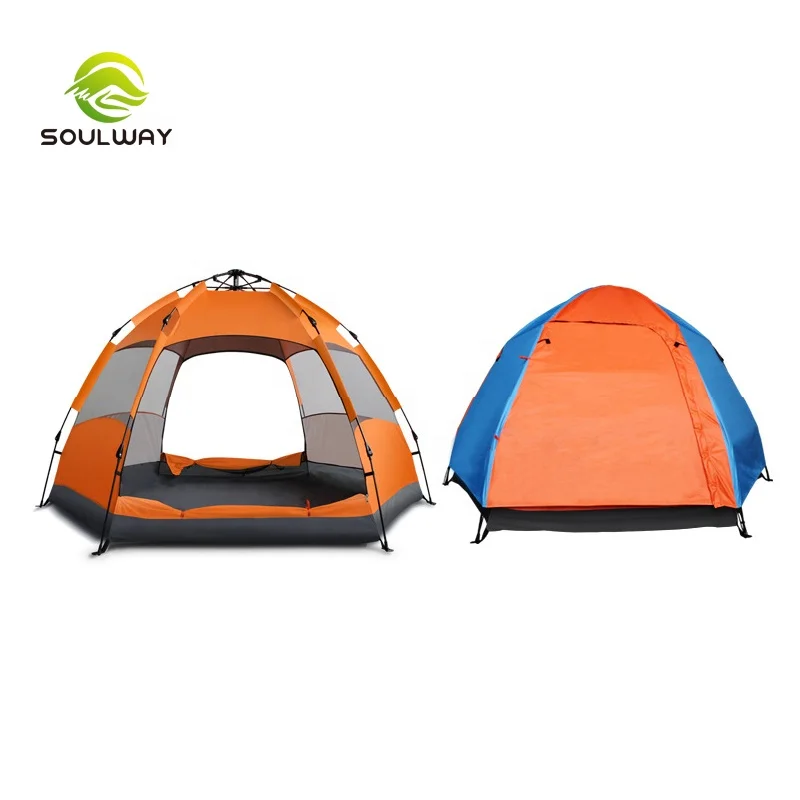 

High Quality Good Ventilation 3-5 Persons Two Doors Double Layer Quick Open Tourist Family Big Foldable Tent