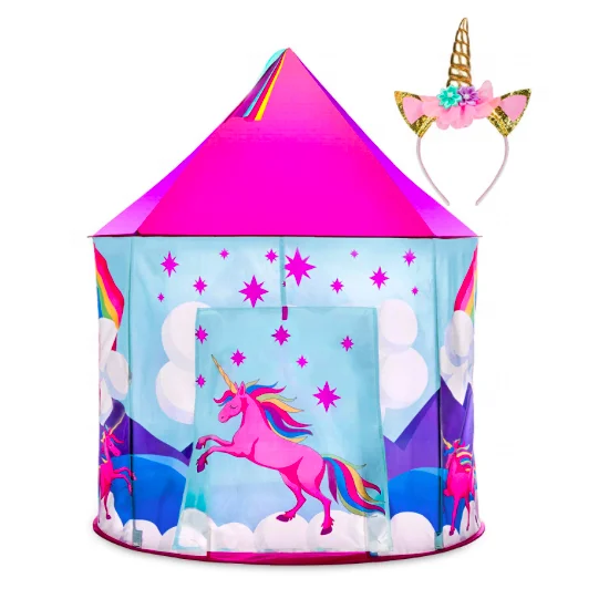 
Unicorn Tent for Girls/Instant Folding Unicorn Kids Toy Tent /Unicron Pop Up Kids Tent with headband and travel case 