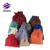 small jute fabric bag pouch for coffee with ribbon drawstring