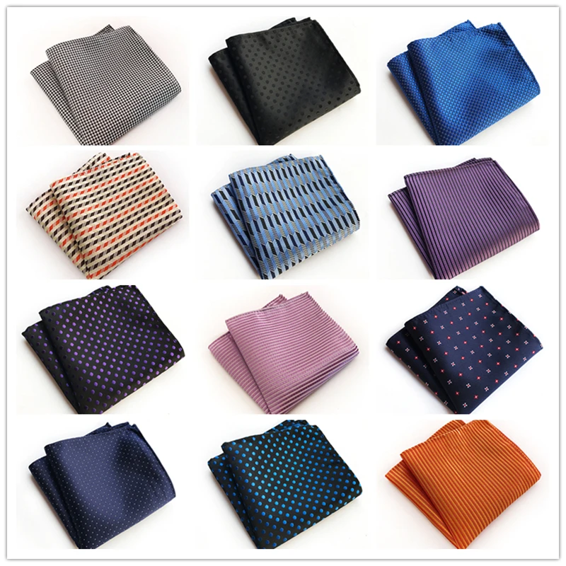 High quality 100% Silk Mens 25CM Pocket Square Printing Plain Color Handkerchief