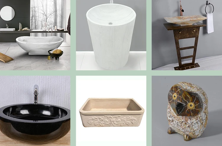 Dark Emperadr marble round shape natural stone bathroom vessel sink