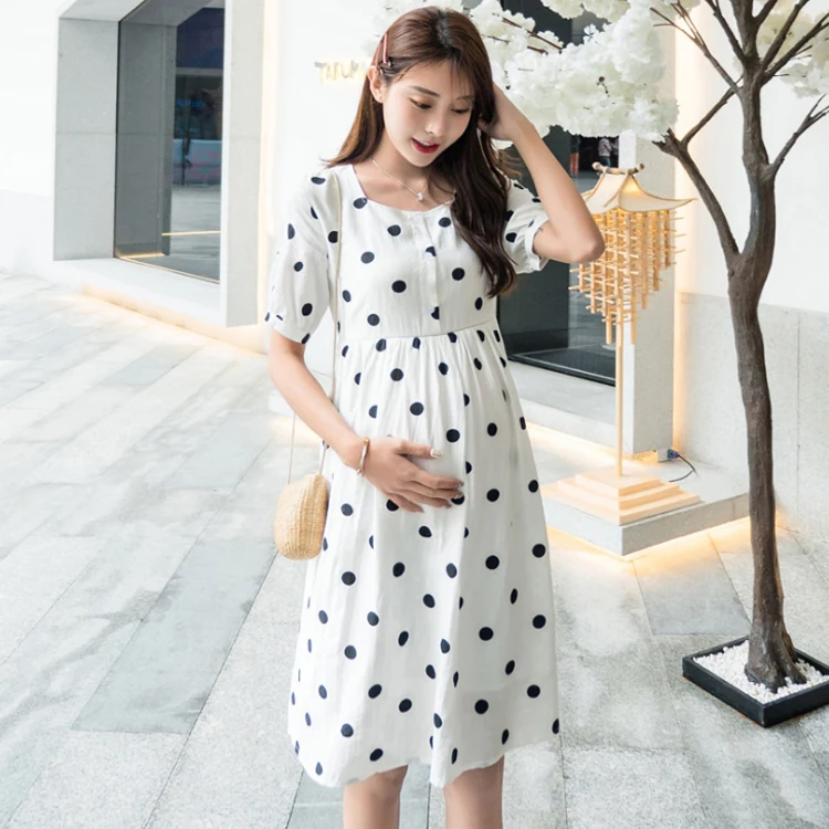 

Hot Sale Korean Style Maternity Zipper Breastfeeding Dress For Summer