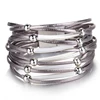 Female Multilayer Bracelet PU Bangle for Girls Shining rope Waving Leather with Beads Bracelets Woman Leather Warp Bangles