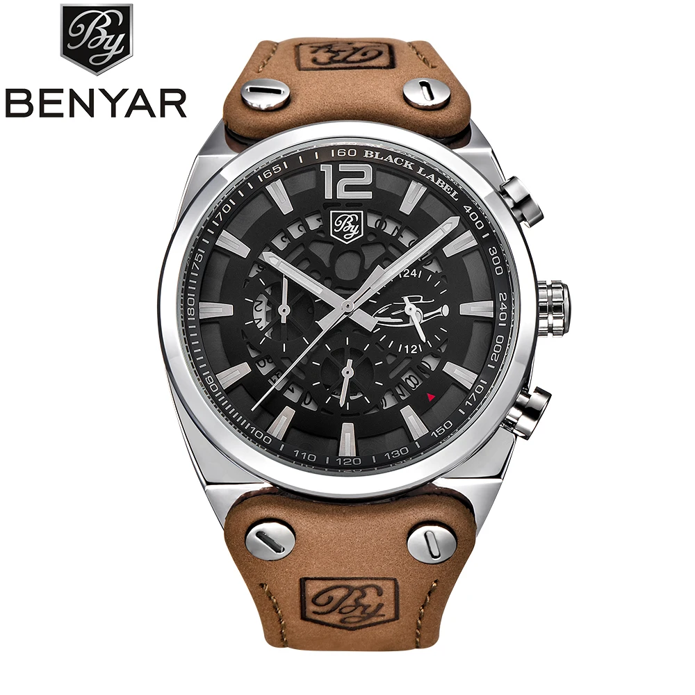 

Genuine Leather Band Strap High End Quality Fashion Mens Wrist Watch Shenzhen, As the picture