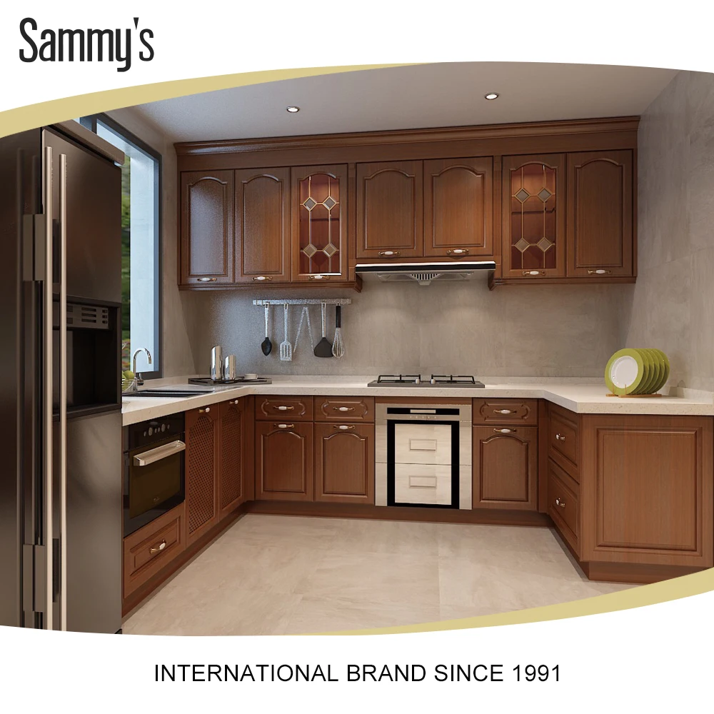 Americano negro nogal madera gabinete de cocina con Lazy Susan