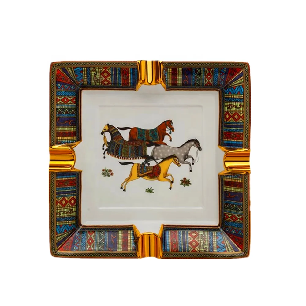 

Luxury ceramic cigar ashtray windproof custom cigar ashtray table top ashtray, Colorful /customized