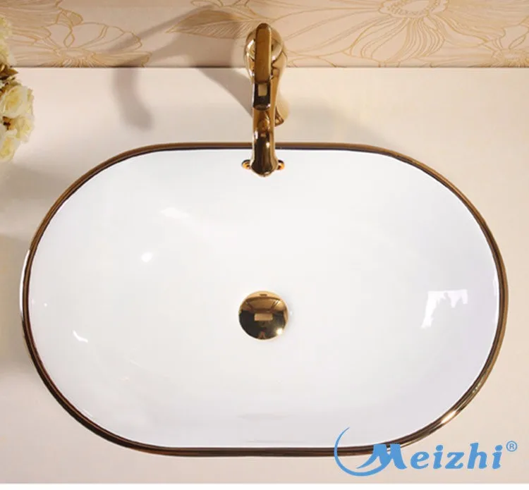 Bathroom counter mounted ceramic hospital sink