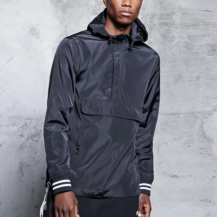 Wind And Waterresistant Men's Pullover Windbreaker Jacket With Side