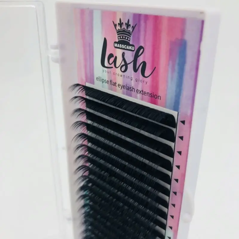 

Korea Ellipse Flat Faux Mink Lashes Matte Eyelash Extension, Black/variety color