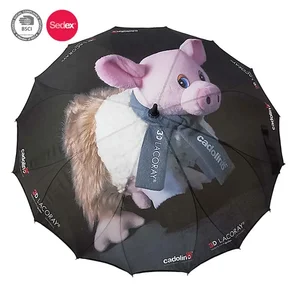 Image of Digital print logo One piece umbrella fiberglass auto open special straight umbrella