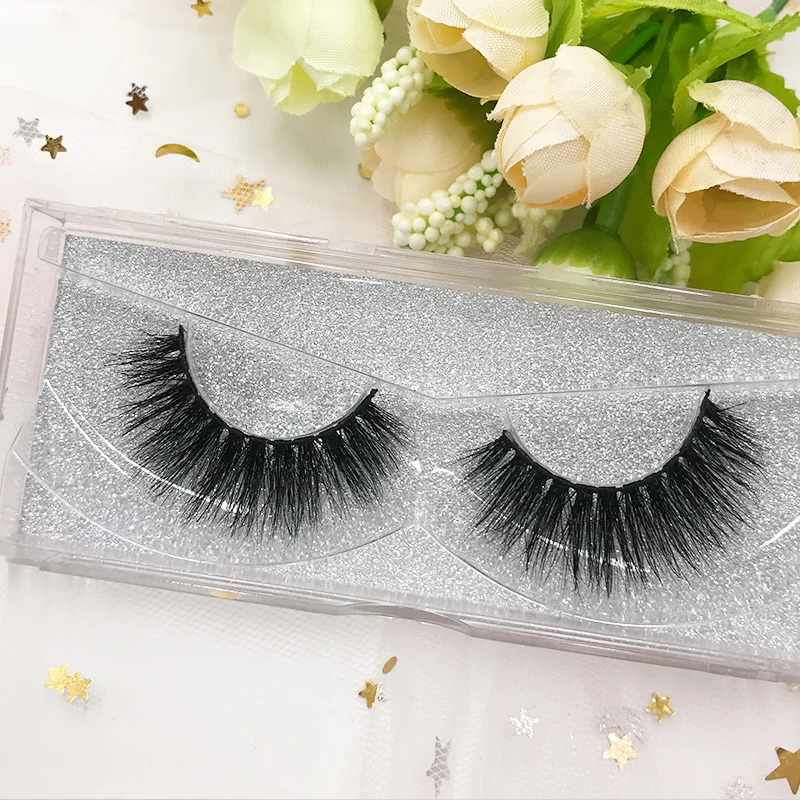 

Natural Eyelashes 3D Mink Lashes with Free Clear Box, Natural black