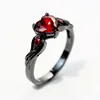 YWMT 2019 Wholesale Turkey Wing Heart Red Gem Black Gold Plated Masonic Rings For Women