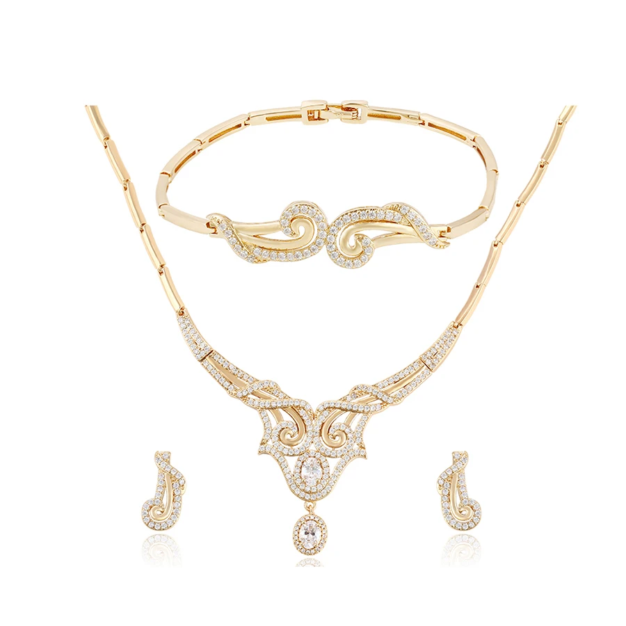 

64018- Xuping Fashion diamond wedding jewelry set women wholesale, White